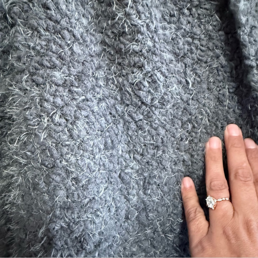POL Anthropologie Gray Eyelash Knit Long Duster Cardigan Size M - Picture 4 of 7